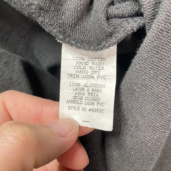 Mur Mur Anthropologie Grey Faux Leather Trim Top Size Medium - Picture 3 of 4